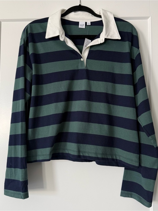 GAP Tops - New Women's Gap Stripe Cropped Cotton Polo